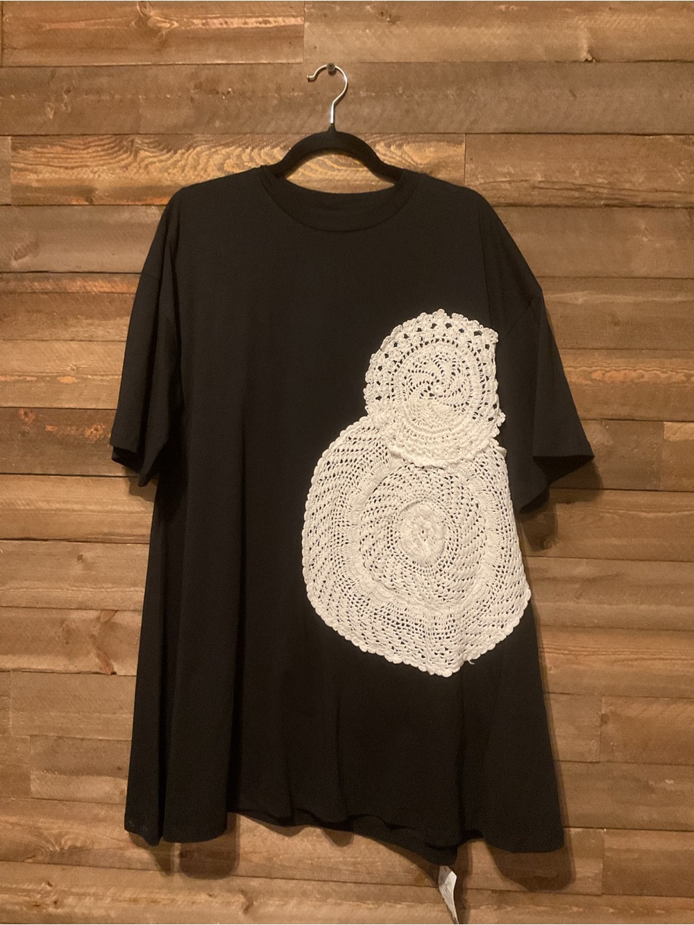 ASOS DESIGN Crochet Doily T-shirt Mini Dress In Black Women’s Size 8 NWT